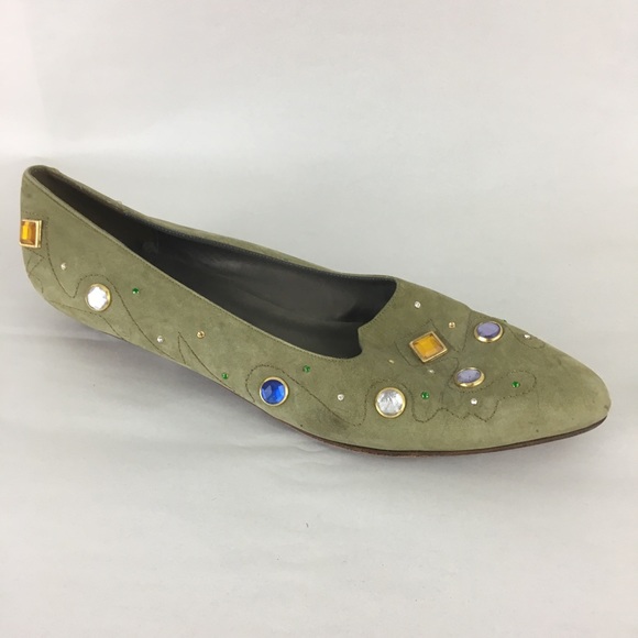 Sesto Meucci Shoes - Vintage Sesto Meucci Low Heels Suede Jeweled 10B